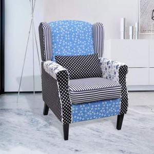 Fauteuil Kody Patchwork Bleu Cdiscount Maison