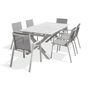 Ensemble table et chaise de jardin Ensemble repas de jardin 6 places en aluminium blanc