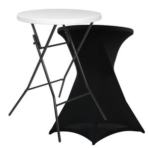 Detex Housses De Table Mange-Debout Ronde Ø80-85 Cm – Nappe Bistrot Anthracite Stretch, Élégante & Infroissable Pour Mariages, Cocktails, Bar