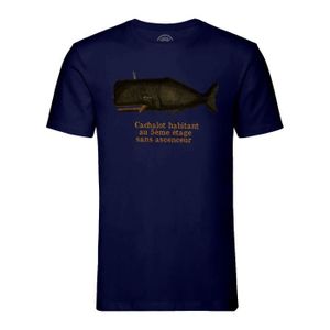 T-SHIRT T-shirt Homme Col Rond Bleu Cachalot Du 5ème Etages Planches Biologie Illustration