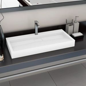 Vasque à Poser 100 Cm 2 Robinets Sib Vasque A Poser En Ceramique Rectangulaire Blanche 60 X 46 Cm Achat Vente Lavabo Vasque Vasque A Poser En Ceramique Cdiscount