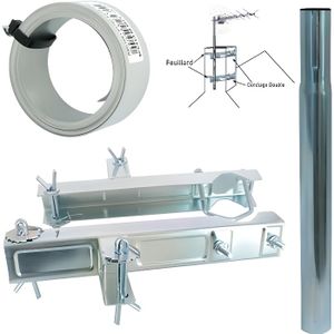 zinc support pour mât antenne TV numérique et/ou parabole ZN10C8RS Rampe géante renforcée pour poteau antenne Tv pour poteaux avec diamètre de 25 à 70 mm 