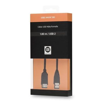 Rallonge Câble USB Vers USB Mâle Vers Femelle 1.5m Noir