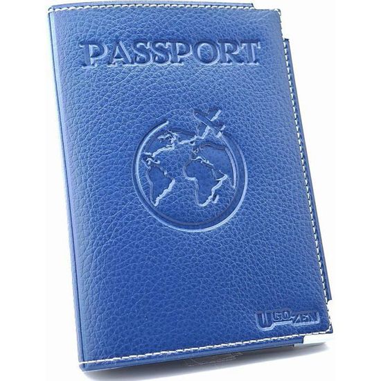 Housse Passeport Cuir PU Marine Porte-Passeport Voyage En Cuir PU - Housse Cartes Crédit Embarquement - Multiple Couleurs - Homme Femme Housse Voyage Cuir Pu