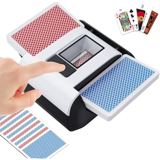 PZJFH Mélangeur De Cartes Automatique – 2 Jeux – USB/Piles – Pour Poker, Texas Hold’em – 21x10x11,8 Cm