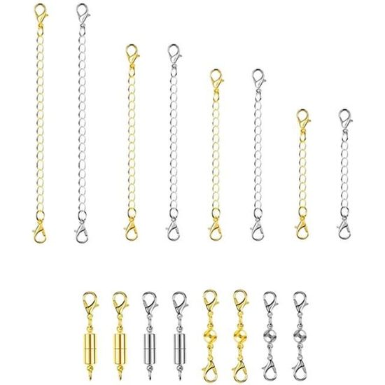 Chaînes D'Extension Pour Colliers - Lot De 10 En Argent Et Or Rose - Rallonges Réglables Pour Bijoux DIY