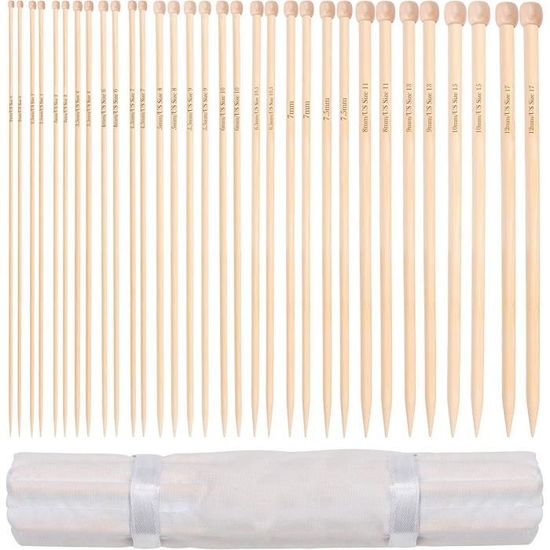 2 Aiguilles à Tricoter En Bambou 8 Mm - Longueur 25 Cm, Pointe Unique, Idéales Débutants - 7