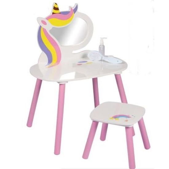 Coiffeuse Avec Accessoires Coiffeuse Enfant Bois Navaris - Miroir Et Maquillage Faux - Jeu Imitation Fille/Garçon 3 Ans Set Coiffure Enfant