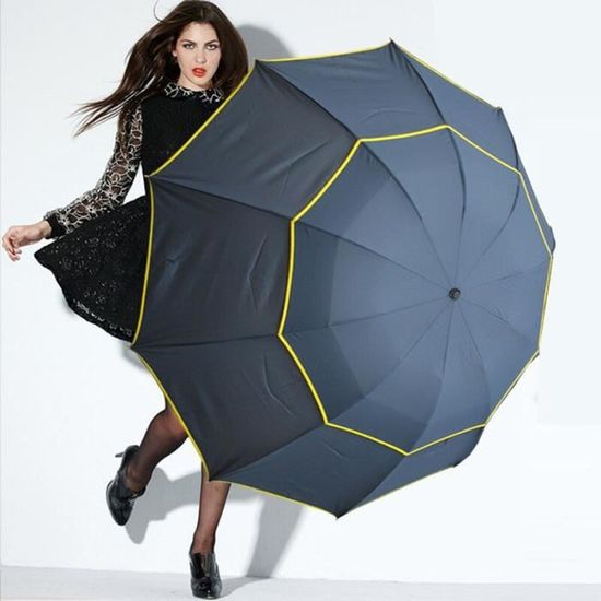 Bleu -Parapluie de Golf Double couche pour femmes et hommes, pliant, de grande taille, pour affaires, soleil et pluie, 130CM