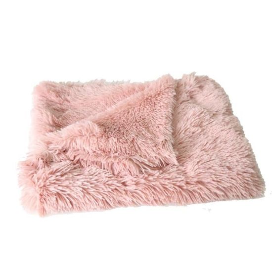 Doux chien couverture chat lit tapis longue peluche chaude Double couche moelleux profond sommeil co Leather Pink 56x36CM