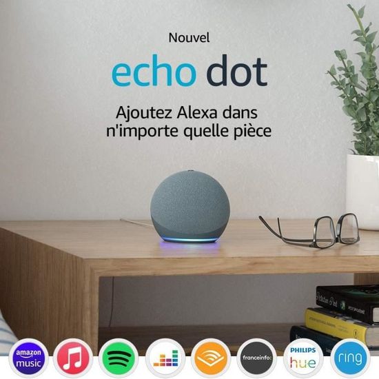 Nouvel Echo Dot (4e génération), Enceinte connectée avec Alexa, Bleu-gris
