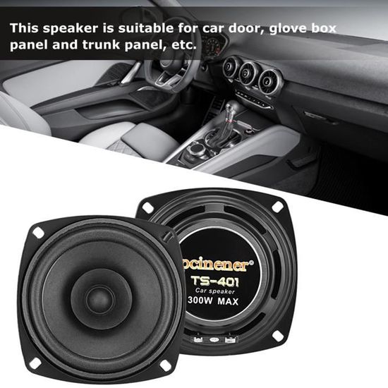 Haut-parleurs Coaxiaux Voiture 4" 300W - 12V, Sensibilité élevée, Pour Portes Et Coffre - 8