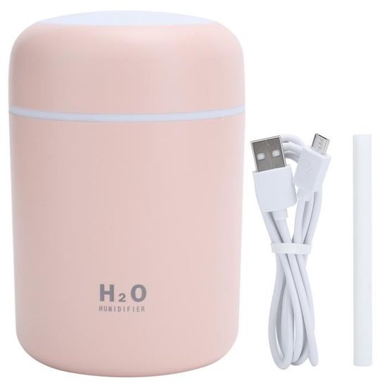Humidificateur D'Air Tech'N'Fast 500 Ml Rose - Mini Portable Avec Veilleuse Et USB