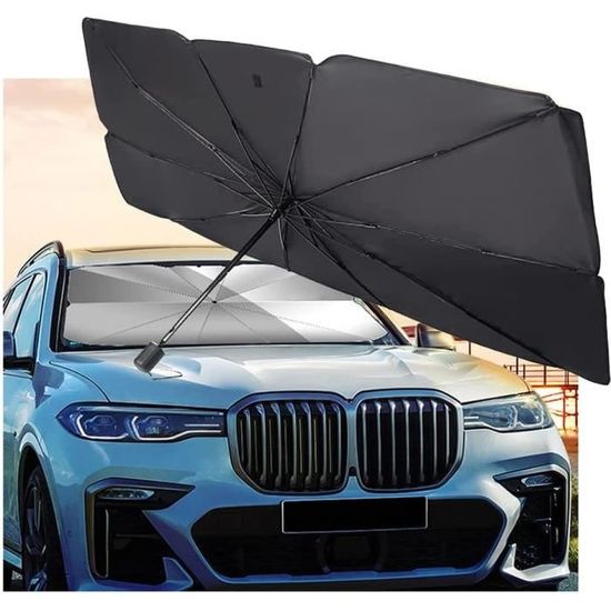 Qoosea Pare-Soleil Voiture Pliable - Protection UV Pour Pare-Brise - Tige Réglable 360° - Taille 51x28 Cm