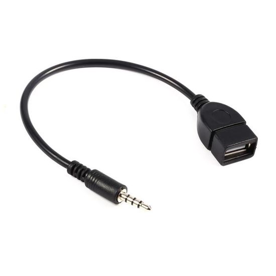 JIA prise jack audio AUX pour voiture Câble adaptateur convertisseur 3,5 mm mâle Audio AUX Jack vers USB 2.0 Type A femelle OTG