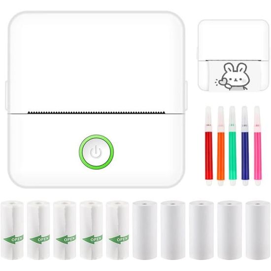 Mini Imprimante Portable Bluetooth En Forme De Chat Mignon – 10 Rouleaux Inclus, Impression Thermique Sans Encre Pour Photos, Notes, Étiquettes, IOS & Android