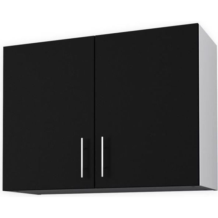 Obi Meuble Haut De Cuisine L 80 Cm Noir Mat Cdiscount Maison
