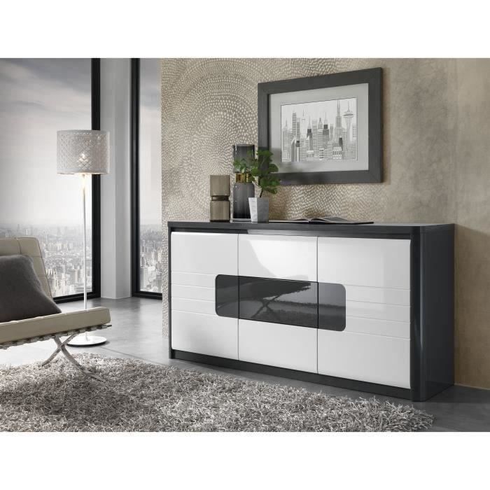 Enfilade 2 portes 3 tiroirs - Blanc - L 180 x P 46 x H 90 cm - BELLINI