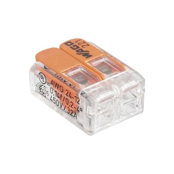 Mini borne de connexion Wago à levier série 221 - Nombre de fil 2 Nombre de pièce 16 - Wago