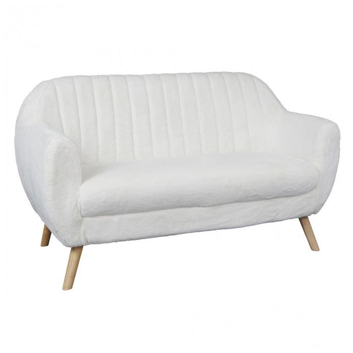 Poufs fauteuils et chaises - Canapé - imitation fourrure - L 140 cm x l 65 cm x H 84 - Aurea - Blanc