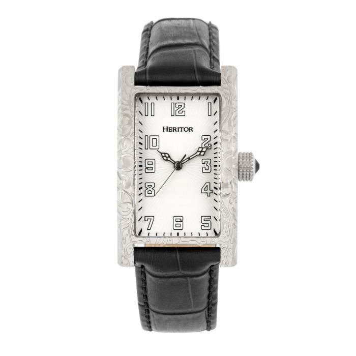 Heritor Automatic Jefferson Leather-Band Watch - Silver/White