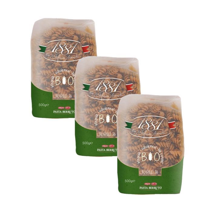 Lot 3x Pâtes blé complet Fusilli n°36 BIO - 1881 Pasta Berruto - paquet 500g