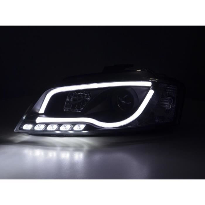 Paire de feux phares Daylight Led DRL Audi A3 8P/8PA 08-12 Noir