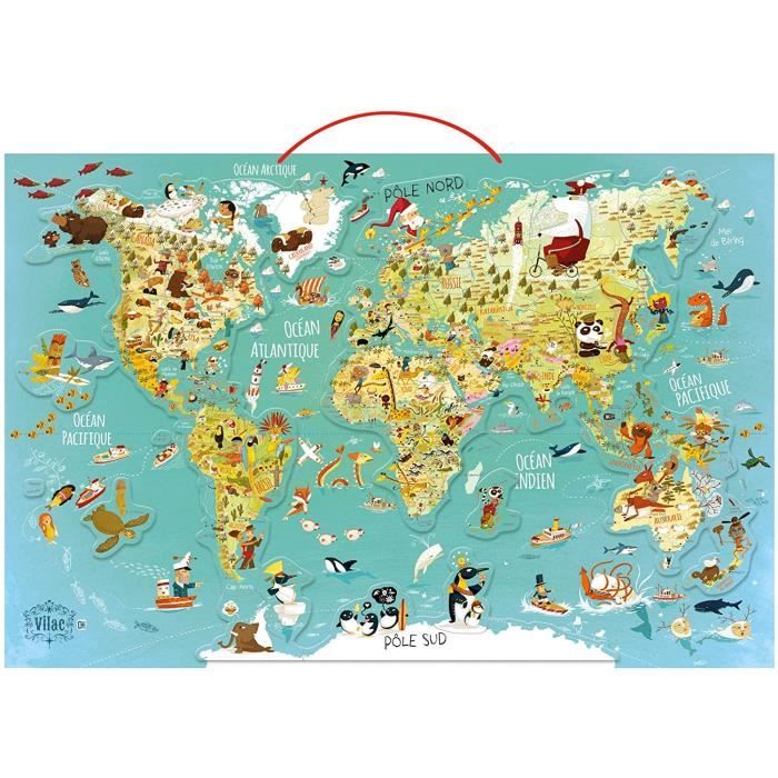 TABLEAU ENFANT Vilac 2720 Carte du Monde Fantastique Magneacutetique155