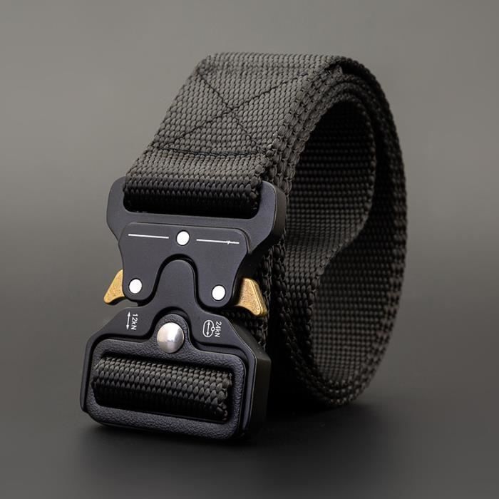 Ceinture tactique en toile de 115 cm, boucle en métal, accessoires de sport multifonctionnels à séchage rapide en nylon
