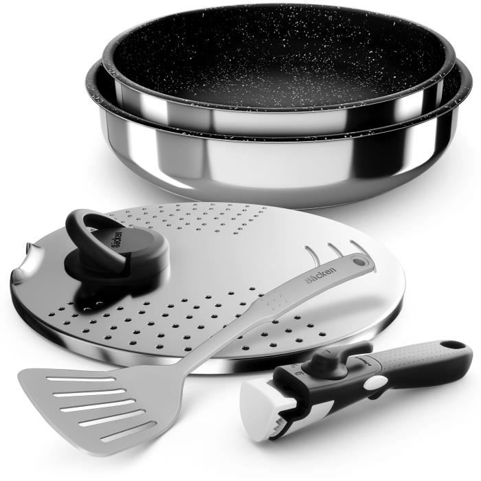 BACKEN 391505 - Set de Poeles - Inox - 5 Pièces - Tous Feux dont Induction