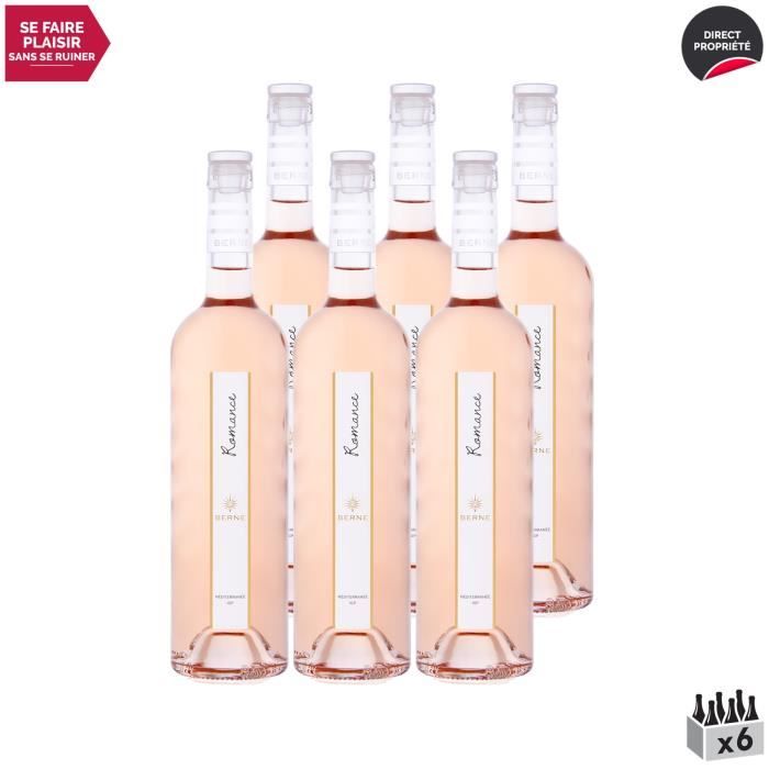 Méditerranée Romance Rosé 2020 - Lot de 6x75cl - Berne - Vin IGP Rosé de Provence - Cépages Grenache, Cinsault, Syrah