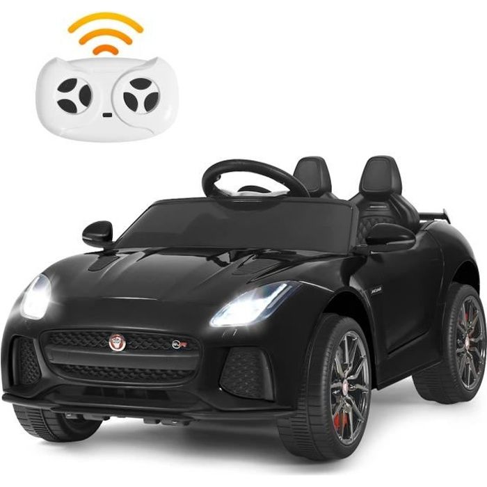DREAMADE Voiture Électrique pour Enfant avec Télécommande, Jaguar F-type SVR avec LED/Lecteur MP3/USB, Démarrage Progressif, Noir