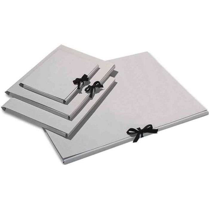 Chemise de rangement carton 500g gris personnalisable A3 avec noeud