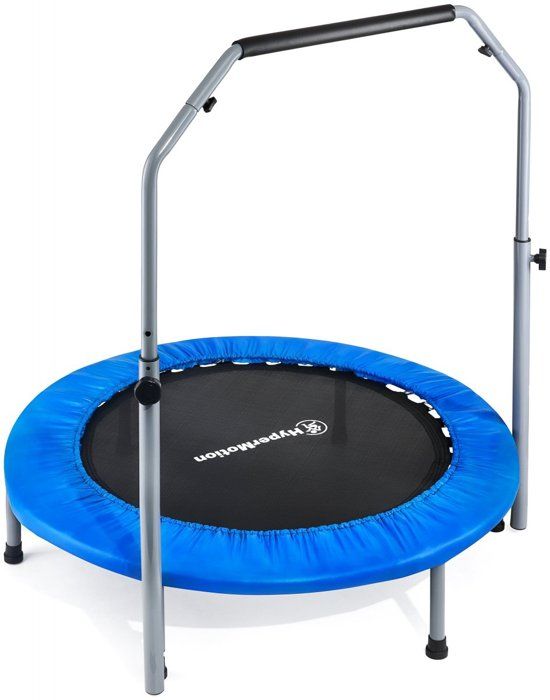 HyperMotion Trampoline Fitness Barre Réglable Max 100Kg - Diamètre 96cm 36 Ressorts 6 pieds Intérieur Extérieur Jardin Pliable CE EN