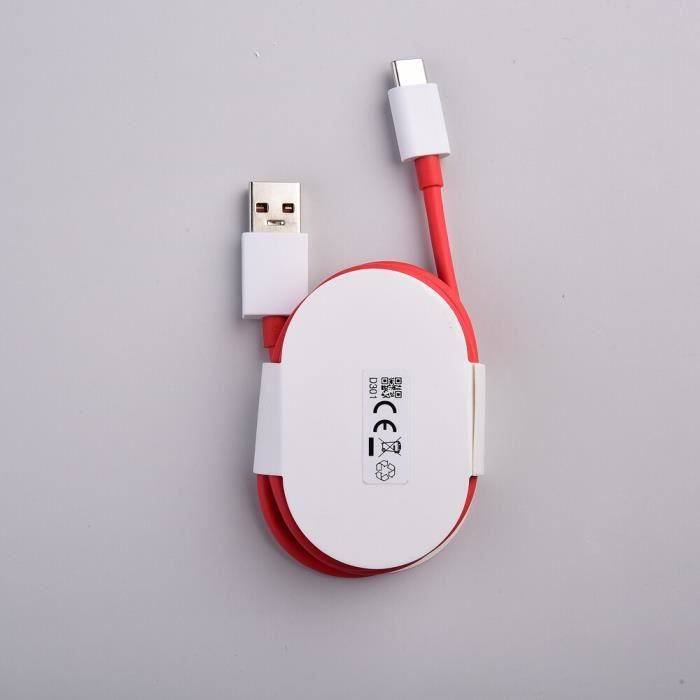 Câble Chargeur Data Cordon Fil d'Alimentation Rouge et Blanc charge rapide USB vers Type-C Original OnePlus
