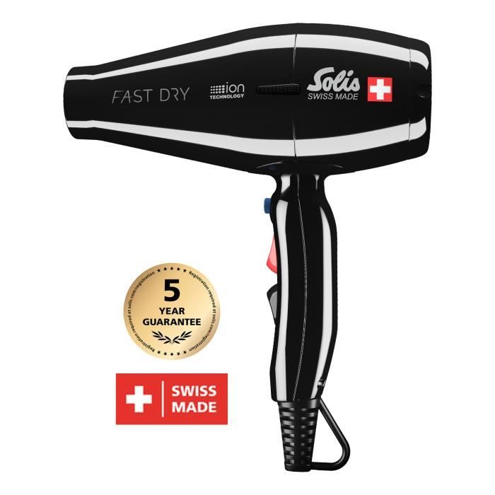 Sèche Cheveux Professionnel - Seche Cheveux Ionique - Noir - Fast Dry 381 Solis
