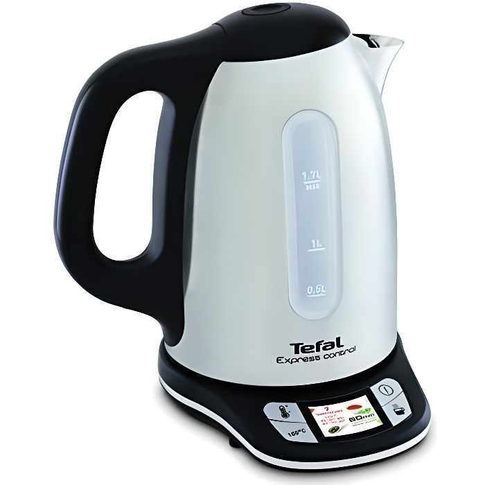 Tefal Express Control Bouilloire Electrique, Bouilloire Sans Fil Inox, Bouilloire Electrique, 7 Températures Réglables, Maintien au