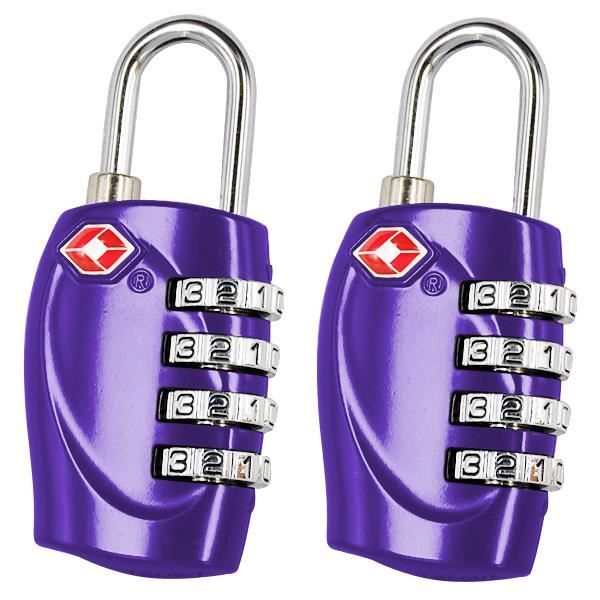 2 x 4 -Chiffres TSA Cadenas à combinaison pour les bagages Valises et Violet Voyage