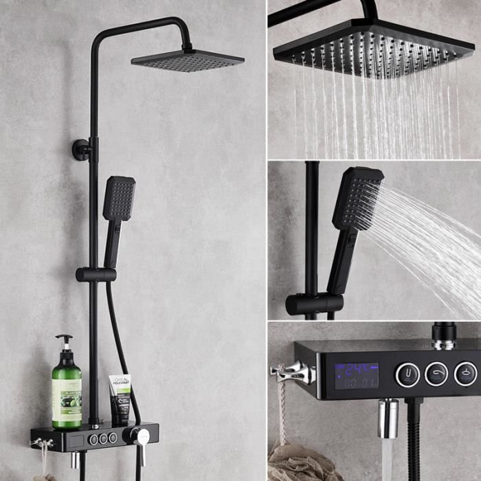 Colonne de Douche Avec Ecran LCD Ensemble de Douche Réglable - Noir