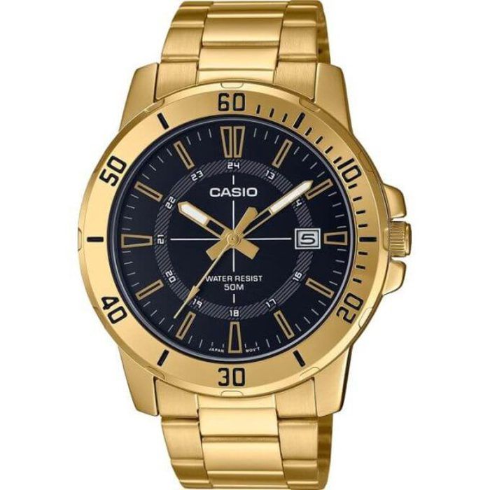 Montre Homme - Casio - MTP-VD01G-1CV - Acier inoxydable - Résistance à leau 50m - Cadran doré noir
