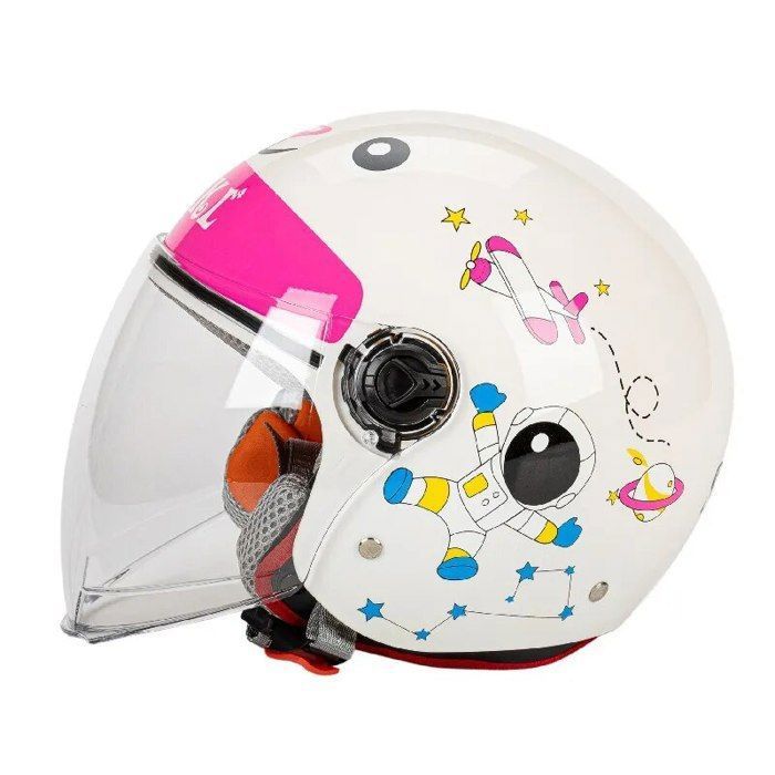 Demi-casque Moto Pour Enfant 5-12 Ans - Homologué ECE/DOT, Pare-soleil - Taille Unique 48-54 Cm, Poids ~550g - Pour Scooter, Cyclomoteur