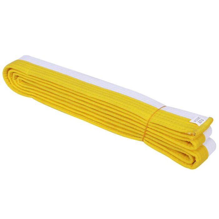 Ceinture Taekwondo Karaté Judo Double Wrap Rayée - 1.8m Ou 2.8m - Jaune Blanche