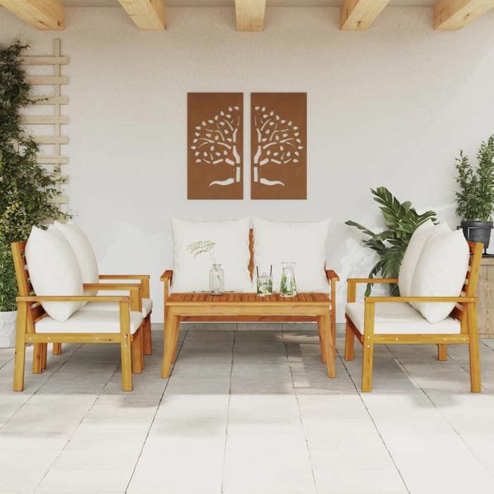 vidaXL Salon de jardin 5 pcs avec coussin Bois d'acacia solide - vue 4