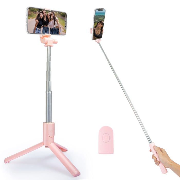Perche à Selfie ANTEVIA Universelle - 60cm Avec Bouton Prise Photo Jack 3.5mm - Coloris Jaune