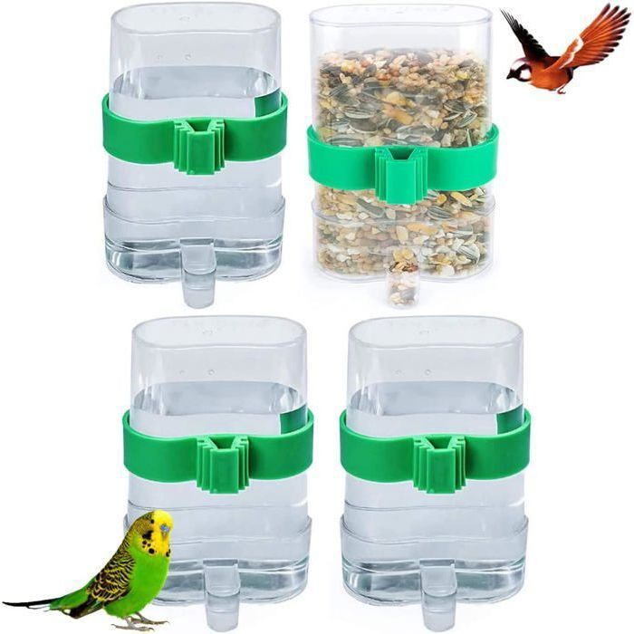 4 Pièces Distributeur d'animaux de Compagnie Automatique Distributeur d'eau Plastique Transparent Abreuvoir À Oiseaux Automatique