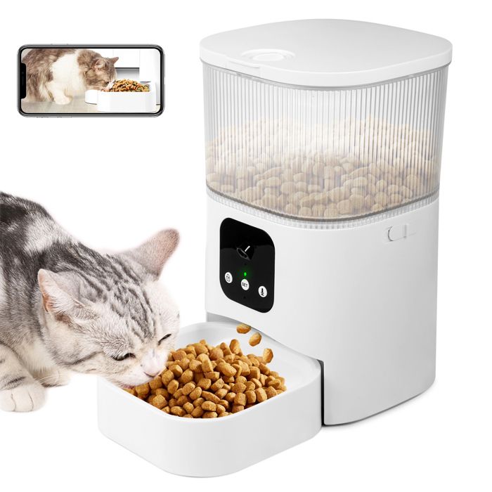 Meilleurs prix pour 3L Distributeur Croquettes Chat Automatique, avec Caméra 1080P, Minuteur et Enregistrement Vocal, 2,4 G WiFi et Bluetooth