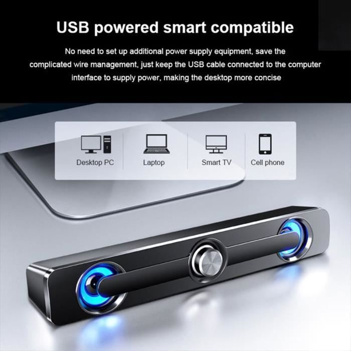 Barre de son Bluetooth 50 Stéréo 4D avec double réveil Soundbar de cinéma maison Noir