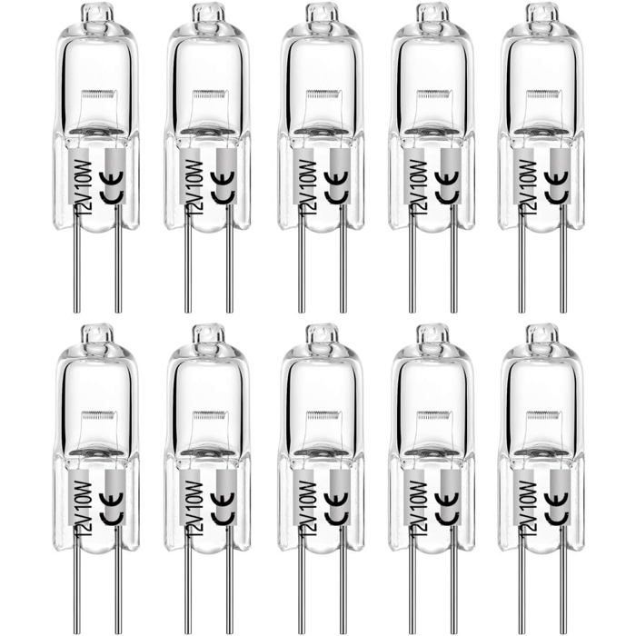 Ampoule halogène G4 - AIMOONSA - T3 JC - 10W 12V - 2700K CRI100 - Pack 10 dimmable Ampoule halogène G4 - AIMOONSA - T3 JC - 10W 12V - 2700K CRI100 - Pack 10 dimmable