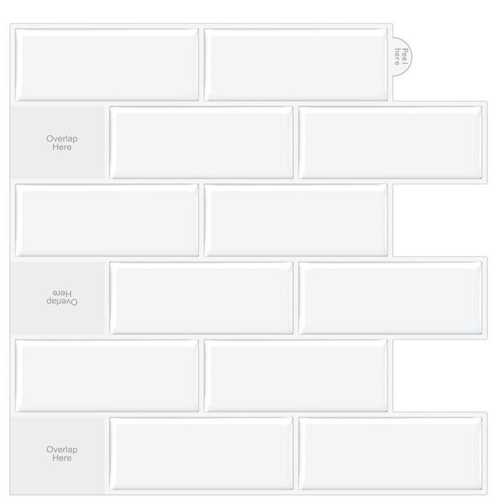DEWOO 10 Carreaux Adhésifs 3D Imitation Marbre – Stickers Carrelage Cuisine/Salle De Bain Blanc, 30.5x30.5 Cm, Effet Relief Facile à Poser
