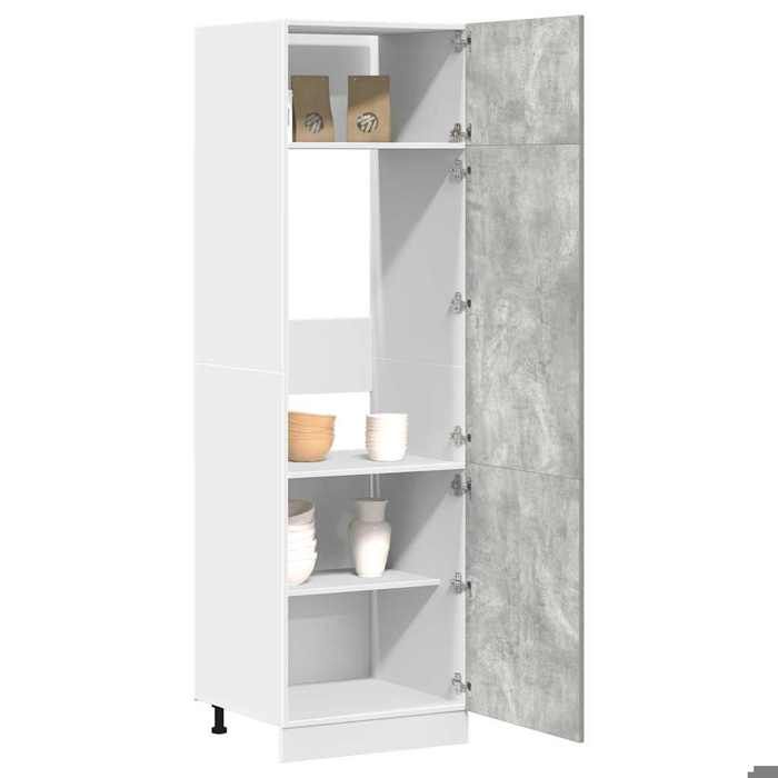 Meuble cuisinecharge 65 kgDesign ModerneArmoire de réfrigérateur - Lyon Gris béton 60x57x207cm 509835